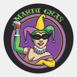 Adesivo Redondo Mardi Gras Jester Girl
