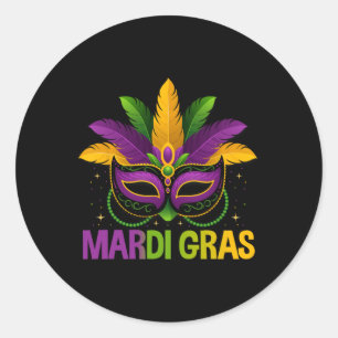 Adesivo Redondo Mardi Gras Jester Mask Costume Kids Meninas Homens
