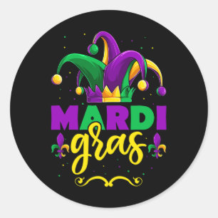 Adesivo Redondo Mardi Gras Jester Outfit Shirt