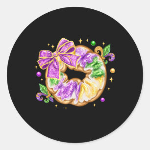 Adesivo Redondo Mardi Gras King Cake New Orleans Fleur De Lis Coqu