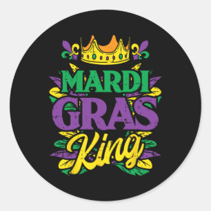 Adesivo Redondo Mardi Gras King Crown Funny Mardi Gras Carnaval