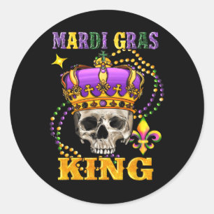 Adesivo Redondo Mardi Gras King Men Figurino Gift Mardi Gr