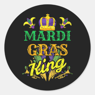 Adesivo Redondo Mardi Gras King Men Figurino Gift Mardi Gr