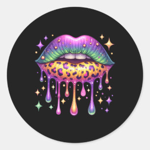 Adesivo Redondo Mardi Gras Lip Women Girl Costume Festival P