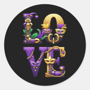 Adesivo Redondo Mardi Gras Love Letters Costume Men Mulheres M