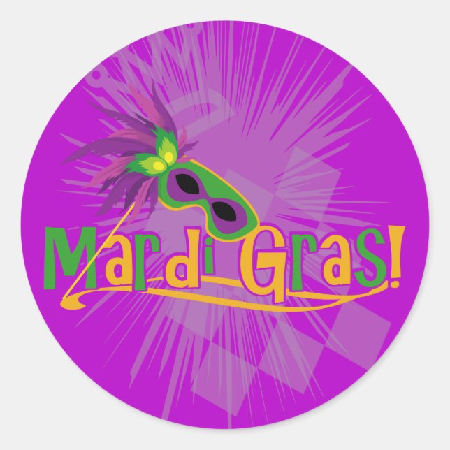 Adesivo Redondo Mardi Gras Mask (Frente)