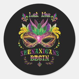 Adesivo Redondo Mardi Gras Mask Costume Que Os Shenanigans Comecem