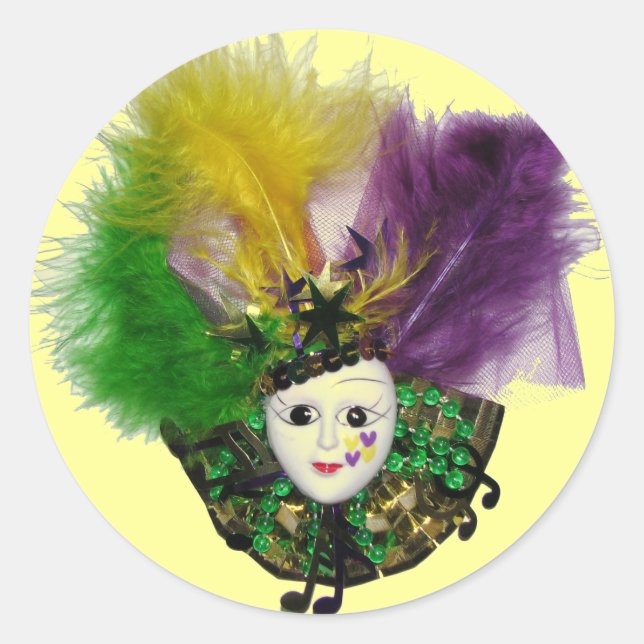 Adesivo Redondo Mardi Gras Mask Sticker (Frente)