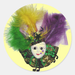 Adesivo Redondo Mardi Gras Mask Sticker