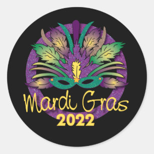 Adesivo Redondo Mardi Gras Mask Sticker -2022