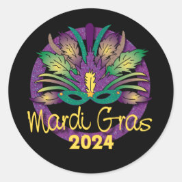 Adesivo Redondo Mardi Gras Mask Sticker -2024