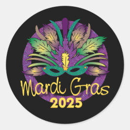 Adesivo Redondo Mardi Gras Mask Sticker -2025