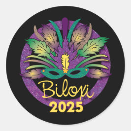 Adesivo Redondo Mardi Gras Mask Sticker - 2025 - Biloxi, MS