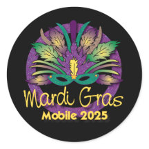 Mardi Gras Mask Sticker -2025 - Mobile, AL