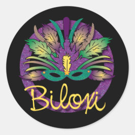Adesivo Redondo Mardi Gras Mask Sticker - Biloxi, MS
