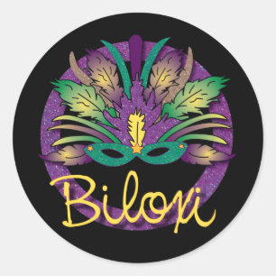 Adesivo Redondo Mardi Gras Mask Sticker - Biloxi, MS