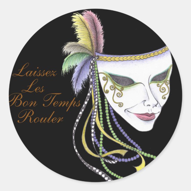 Adesivo Redondo Mardi Gras Mask Stickers (Frente)