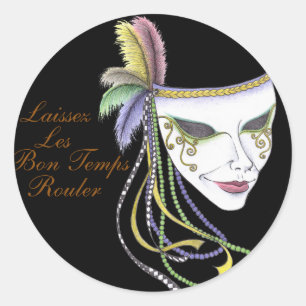 Adesivo Redondo Mardi Gras Mask Stickers