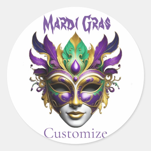 Adesivo Redondo Mardi Gras Mask Thunder_Cove (Frente)