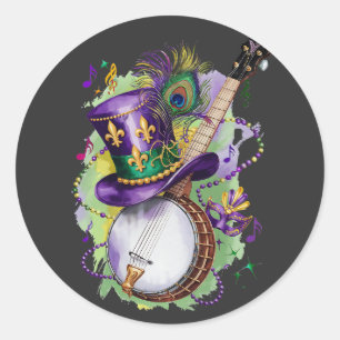 Adesivo Redondo Mardi Gras Mix Banjo Festivo