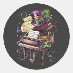Adesivo Redondo Mardi Gras Mix Piano Festivo