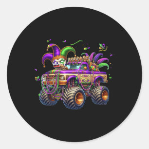 Adesivo Redondo Mardi Gras Monster Truck Kids Toddlers New Orleans