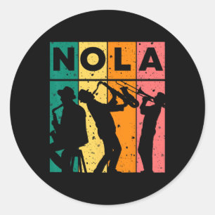 Adesivo Redondo Mardi Gras Nola New Orleans Carnaval 2025 Jazz Ret