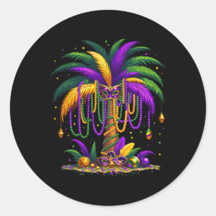 Adesivo Redondo Mardi Gras Palm Tree Hawaiai Tropical Party Men W