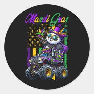 Adesivo Redondo Mardi Gras Panda Sungles Sobre Mães De Caminhão De
