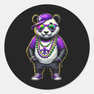 Adesivo Redondo Mardi Gras Para Meninos Hip Hop Panda Nova Orleans