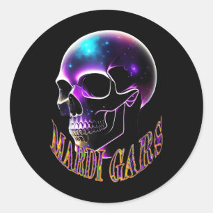 Adesivo Redondo Mardi Gras Parade Skull Para Mulheres E Homens Cel