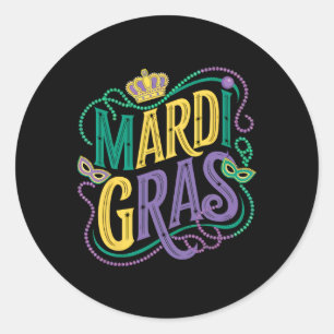 Adesivo Redondo Mardi Gras Parade Womens Girls Party Graphic