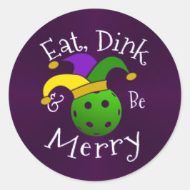 Adesivo Redondo Mardi Gras Pickleball Comer Dink Seja Feliz