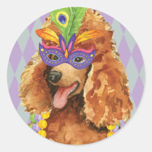 Adesivo Redondo Mardi Gras Poodle