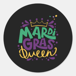 Adesivo Redondo Mardi Gras Queen
