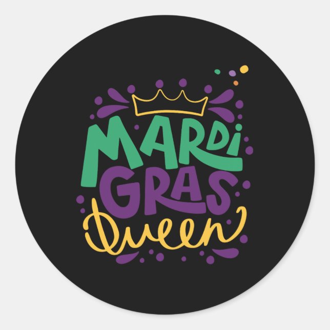 Adesivo Redondo Mardi Gras Queen (Frente)