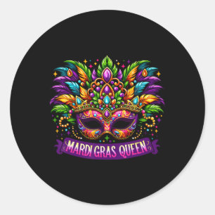 Adesivo Redondo Mardi Gras Queen Costume Girls Mulheres Mardi