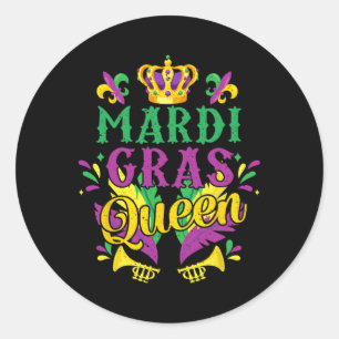 Adesivo Redondo Mardi Gras Queen Parade Festas de Costume Mulheres