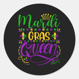 Adesivo Redondo Mardi Gras Queen Parade Figurume Mulheres Mardi