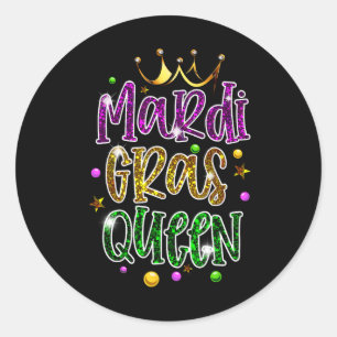 Adesivo Redondo Mardi Gras Queen Parade Figurume Mulheres Presente