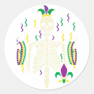 Adesivo Redondo Mardi Gras Rocker Skeleton Rock Outfit Men Boys Ki