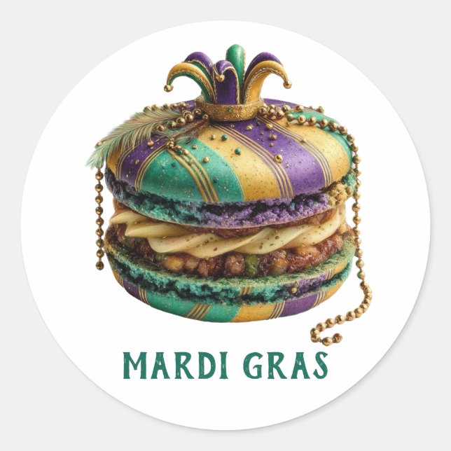 Adesivo Redondo Mardi Gras Royal Macaron (Frente)