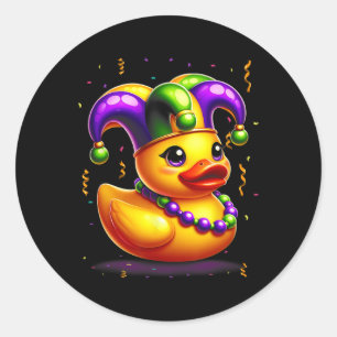 Adesivo Redondo Mardi Gras Rubber Duck New Orlean Carnival Festiva