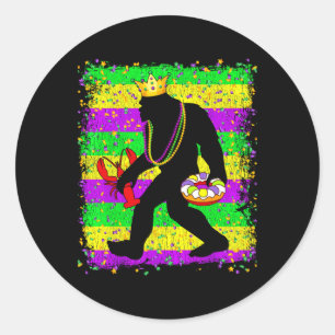 Adesivo Redondo Mardi Gras Sasquatch Funny Men Carniv