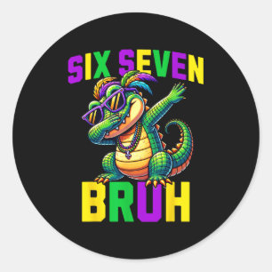 Adesivo Redondo Mardi Gras Seis Sete Bruh Mardigator Jacaré 67