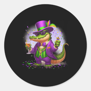 Adesivo Redondo Mardi Gras Skull Top Hat New Orleans WitDoctor