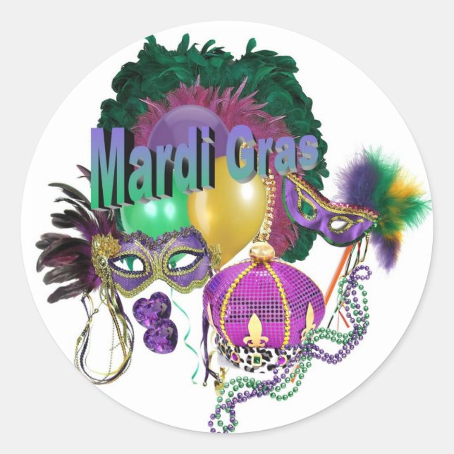 Adesivo Redondo Mardi Gras Sticker (Frente)