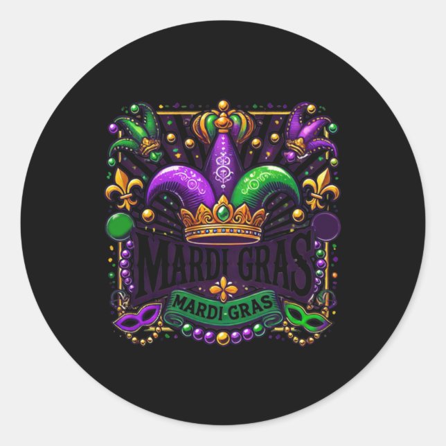 Adesivo Redondo Mardi Gras Sticker (Frente)