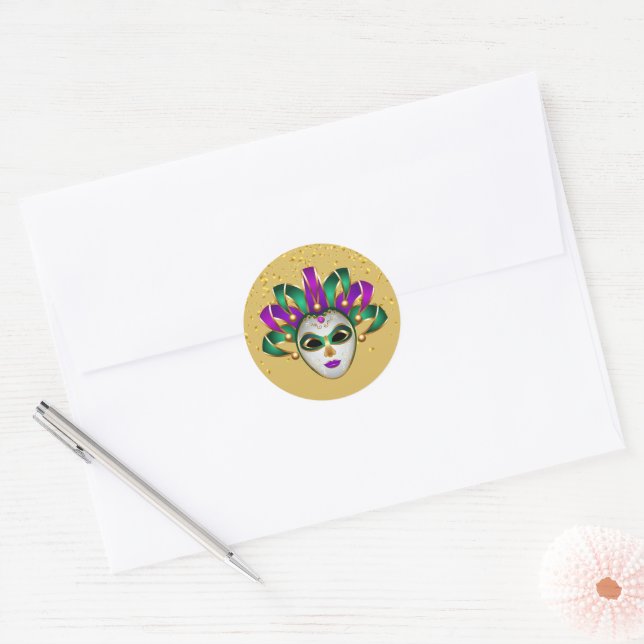 Adesivo Redondo Mardi Gras Sticker (Envelope)