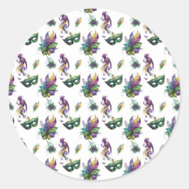 Adesivo Redondo Mardi Gras Sticker